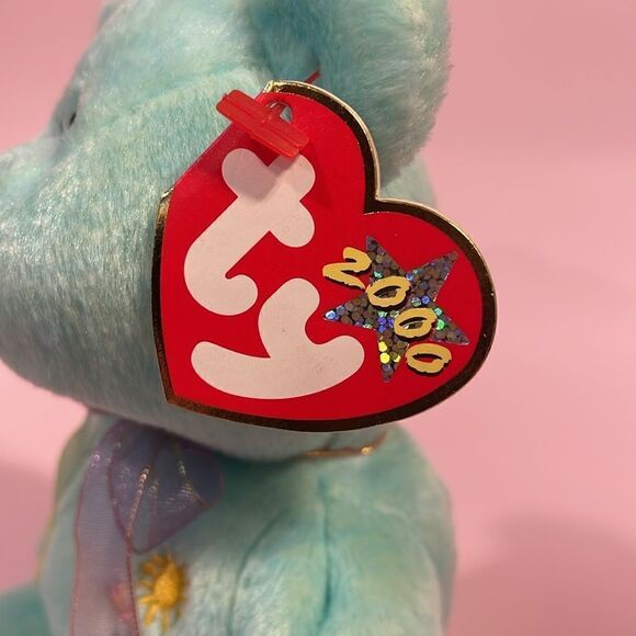 2000 Vintage Ty Beanie Baby Ariel the Green Bear Excellent Condition NWT 9” tall - Picture 7 of 10